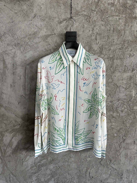 casablan jacquard silk shirt