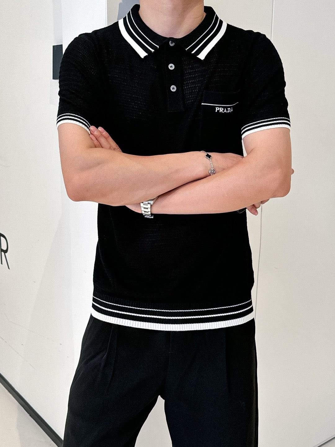 pra knitted polo shirt