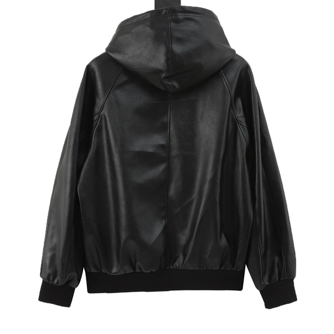 Celin hooded leather jacket