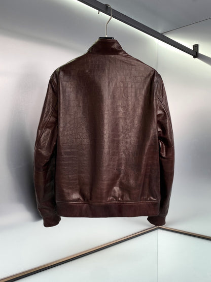 louis Stand collar leather jacket