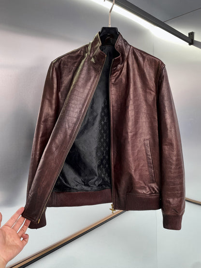 louis Stand collar leather jacket