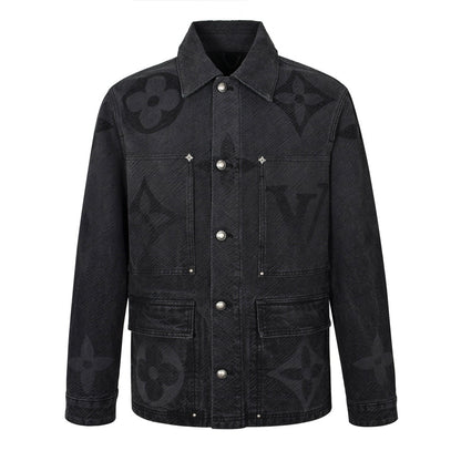 lou dark pattern denim jacket