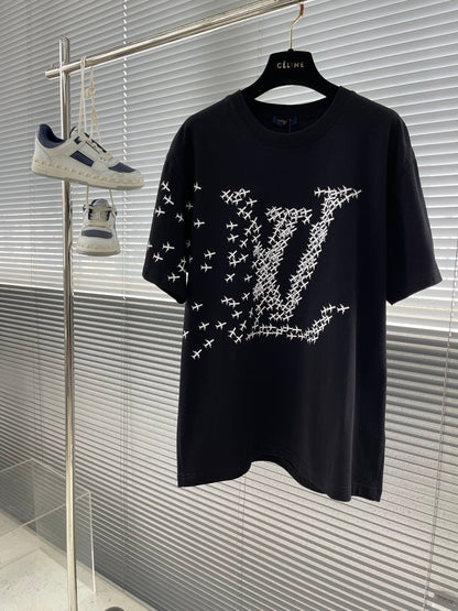 Louis 24SS trendy T-shirt airplane pattern logo short sleeves