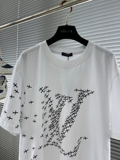 Louis 24SS trendy T-shirt airplane pattern logo short sleeves