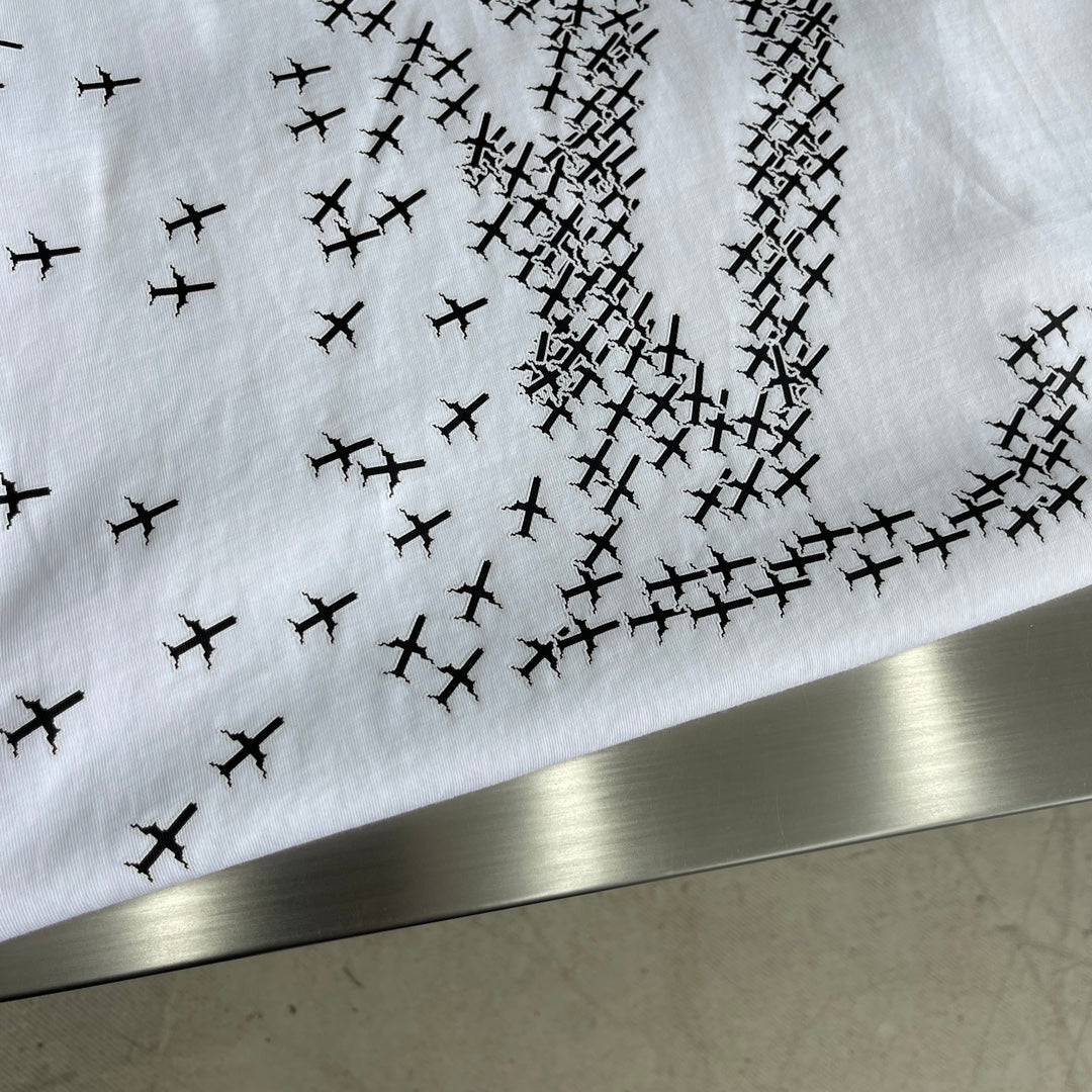 Louis 24SS trendy T-shirt airplane pattern logo short sleeves