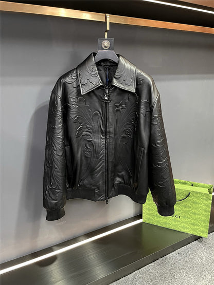 1V Embossed leather jacket