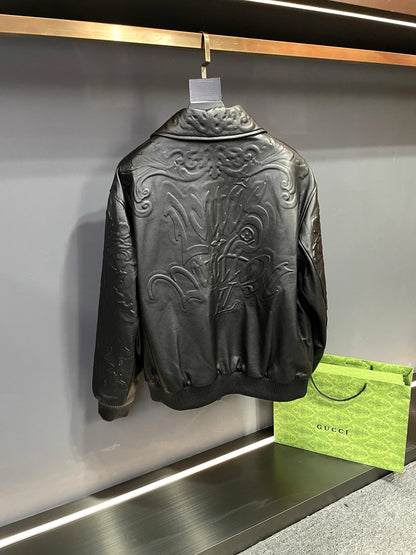 1V Embossed leather jacket