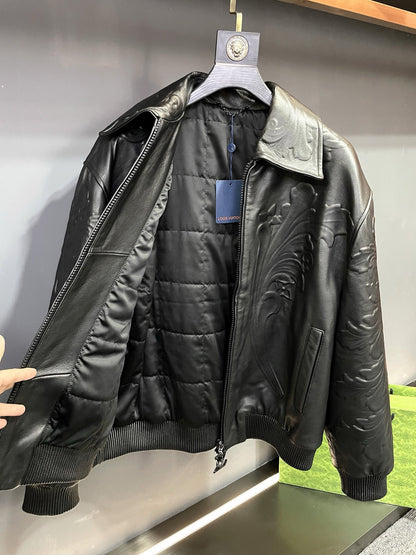 1V Embossed leather jacket