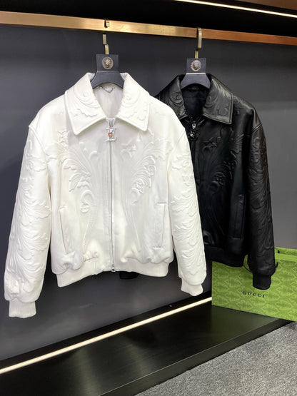 1V Embossed leather jacket