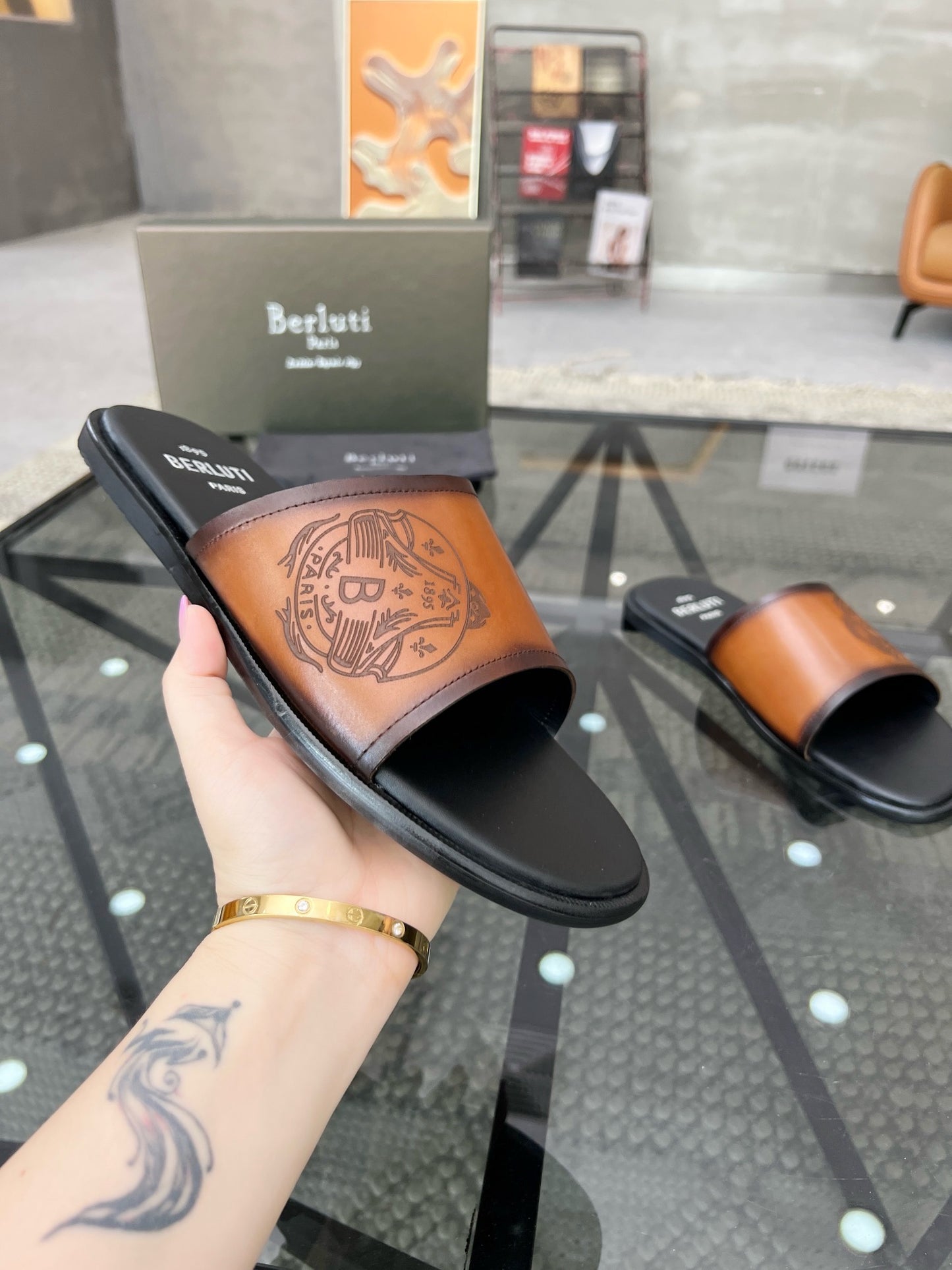 Berlut leather slippers