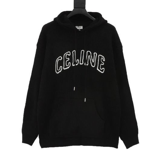 celin embroidered hoodie sweater