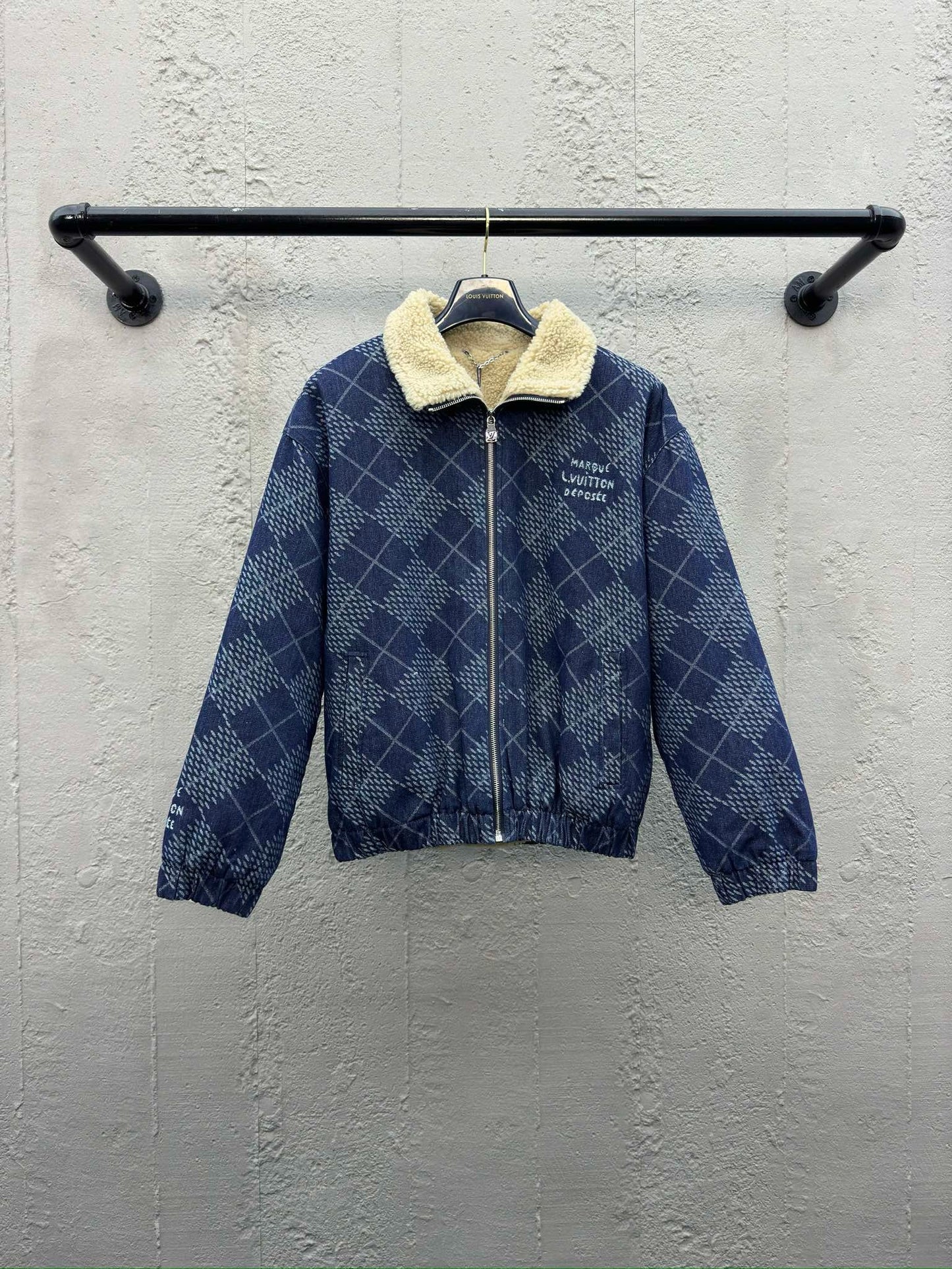 1V men women denim lambswool jacket