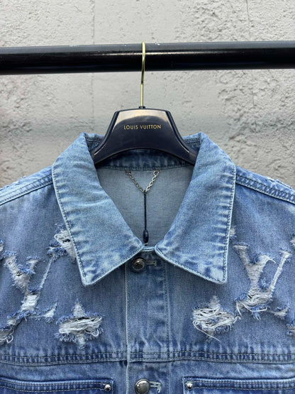 1V jacquard denim jacket