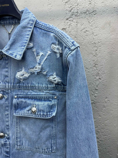 1V jacquard denim jacket