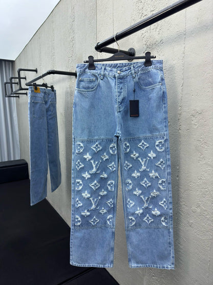 1V jacquard jeans