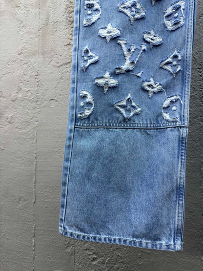 1V jacquard jeans