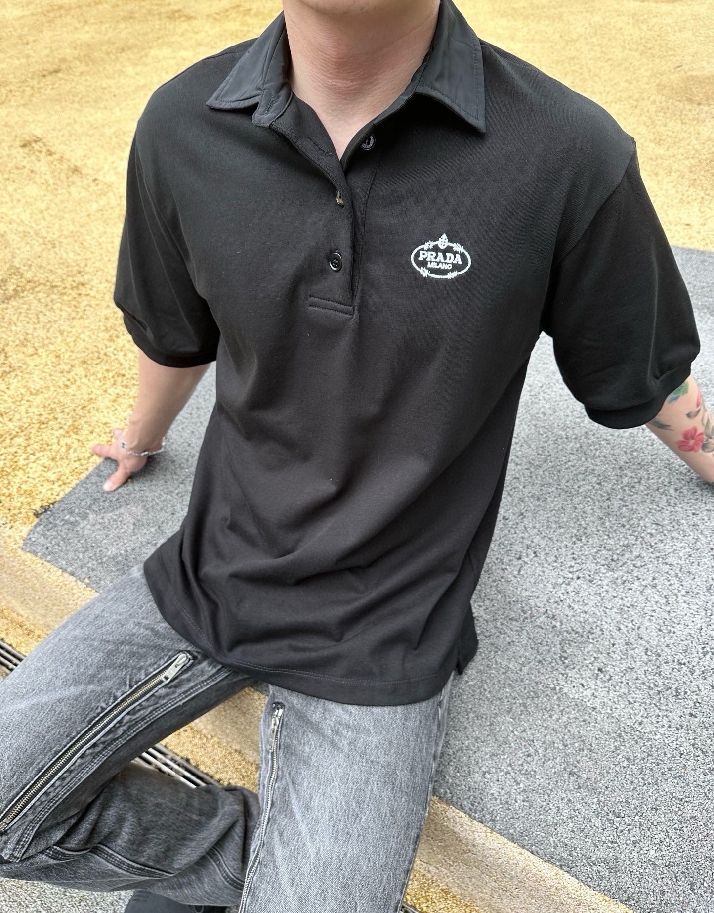 pra embroidered polo shirt