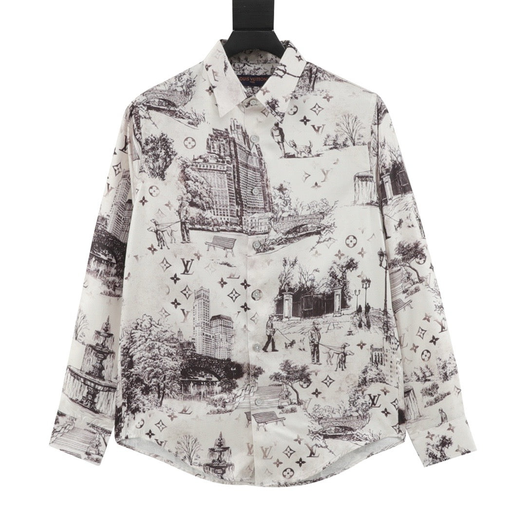 1V printed silk shirt