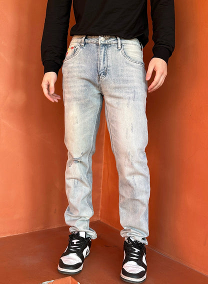 CD embroidered jeans