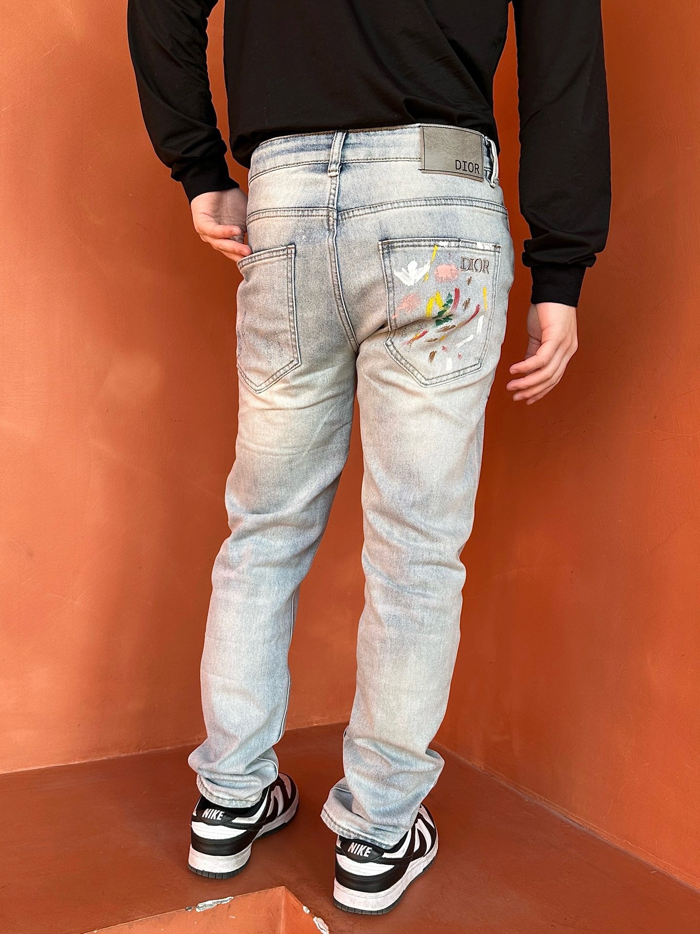 CD embroidered jeans