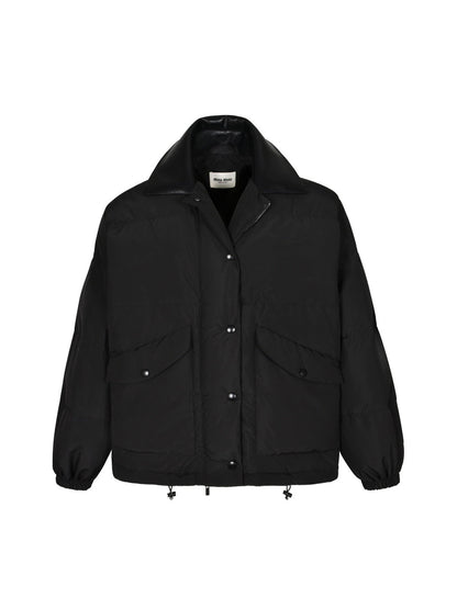 MIU Leather collar down jacket