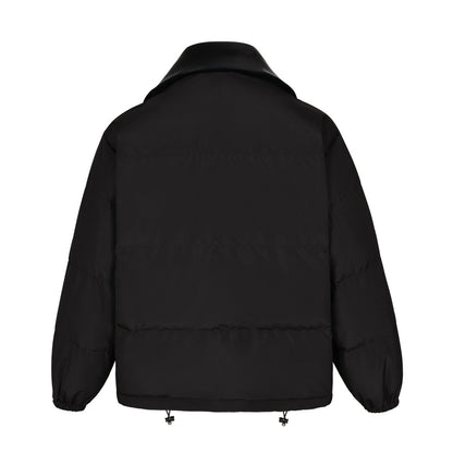 MIU Leather collar down jacket