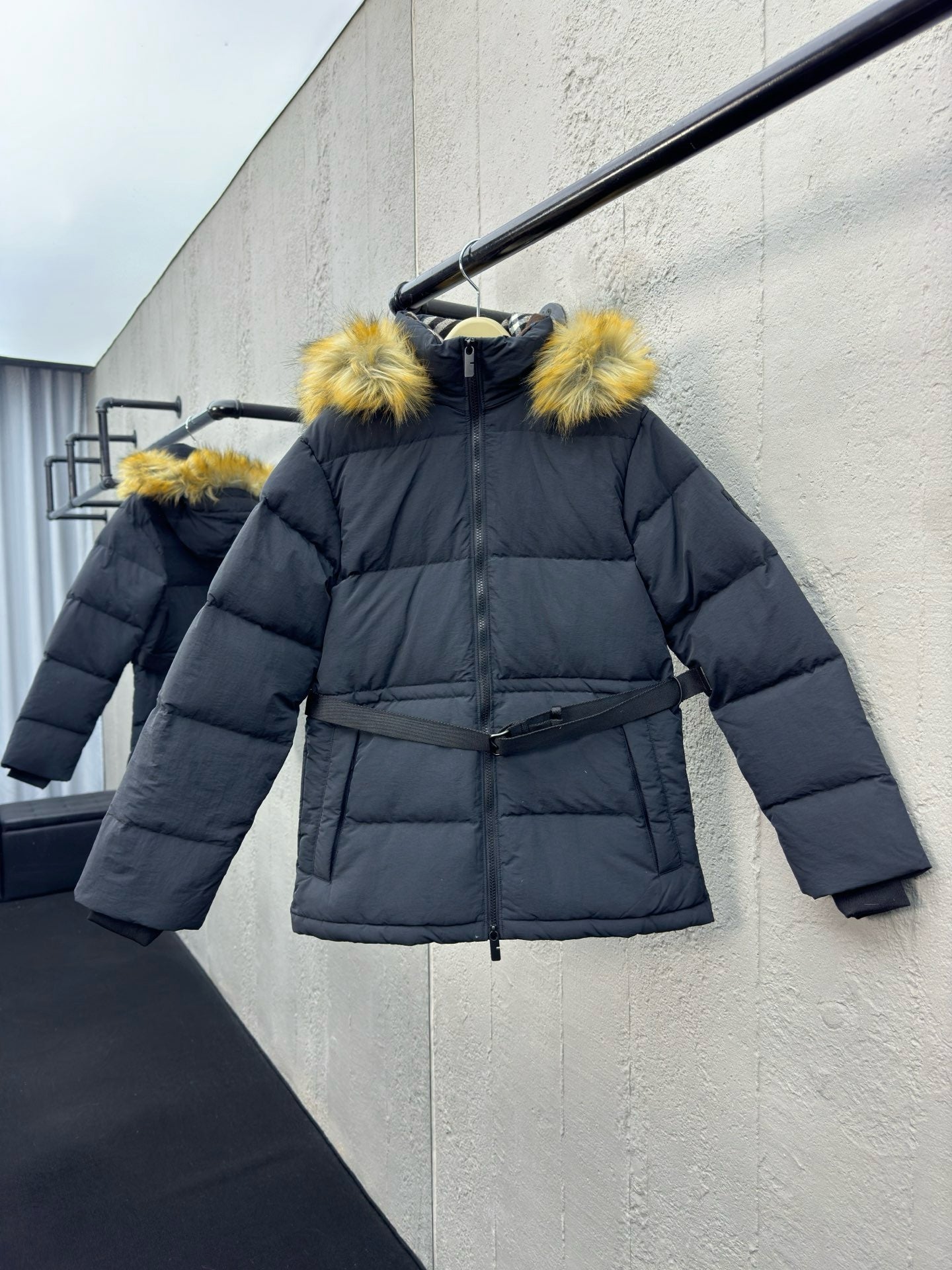 burber Fur collar down jacket