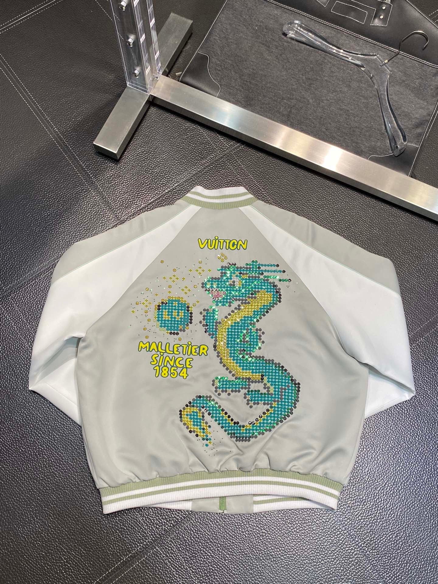 Louis Classic Embroidered Dragon Baseball Jacket