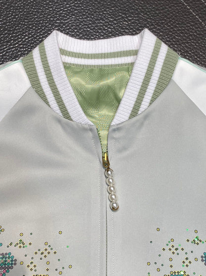 Louis Classic Embroidered Dragon Baseball Jacket