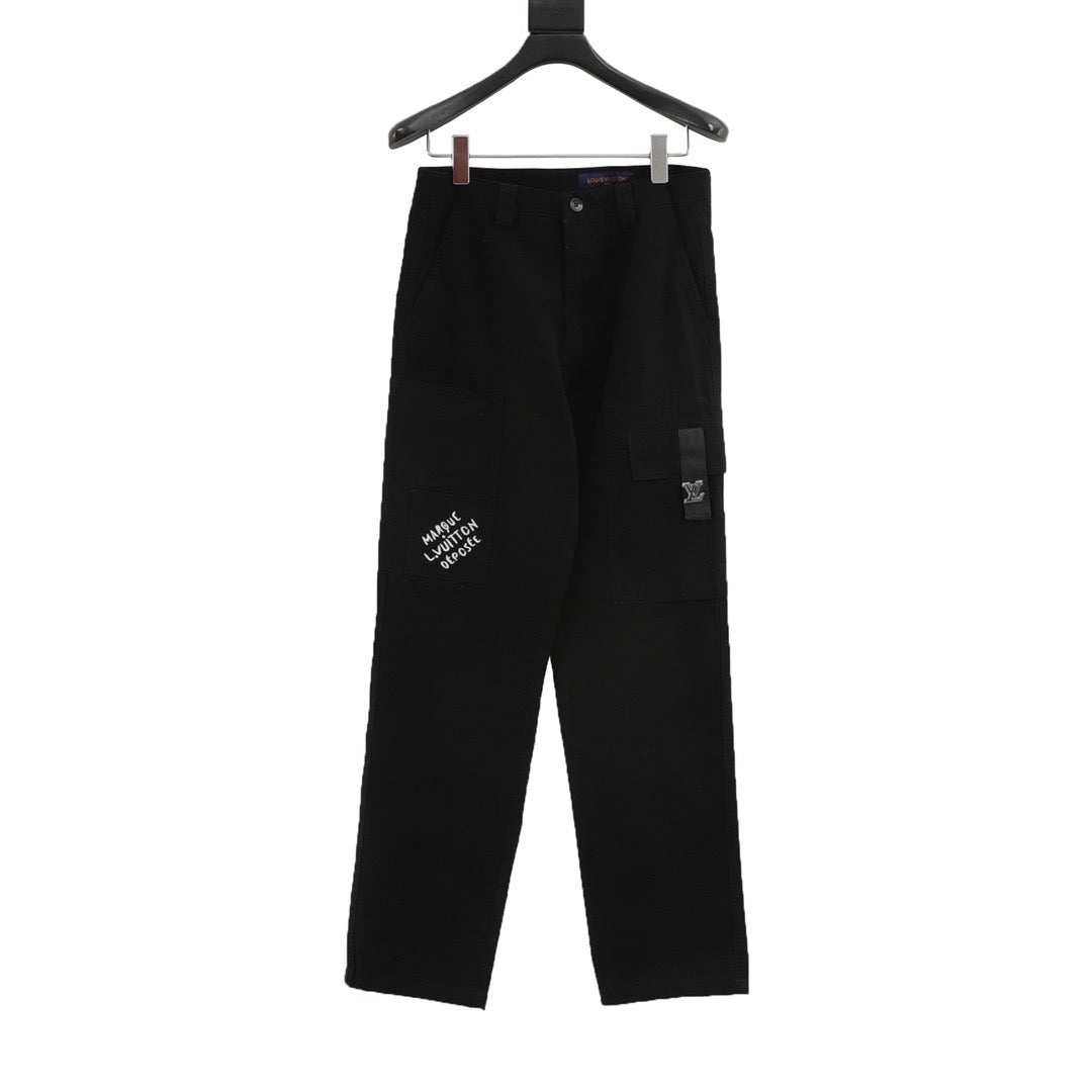 1V embroidered pants