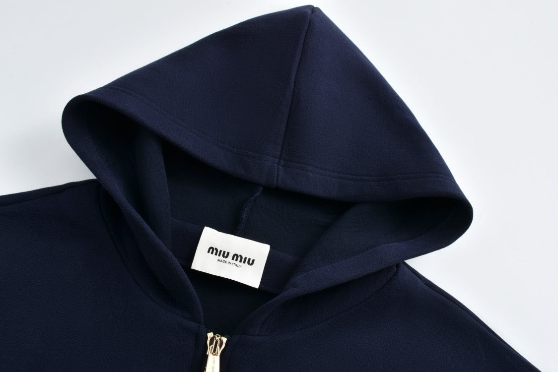 Miu Leather logo hoodie