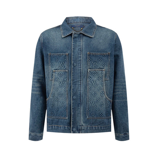 1V Embossed denim jacket