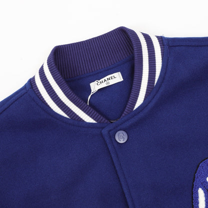 ch@nel Flocked baseball jacket