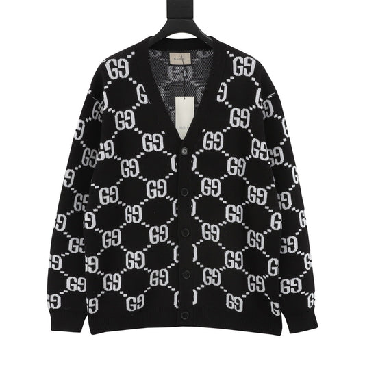 gucc Jacquard Cardigan Sweater