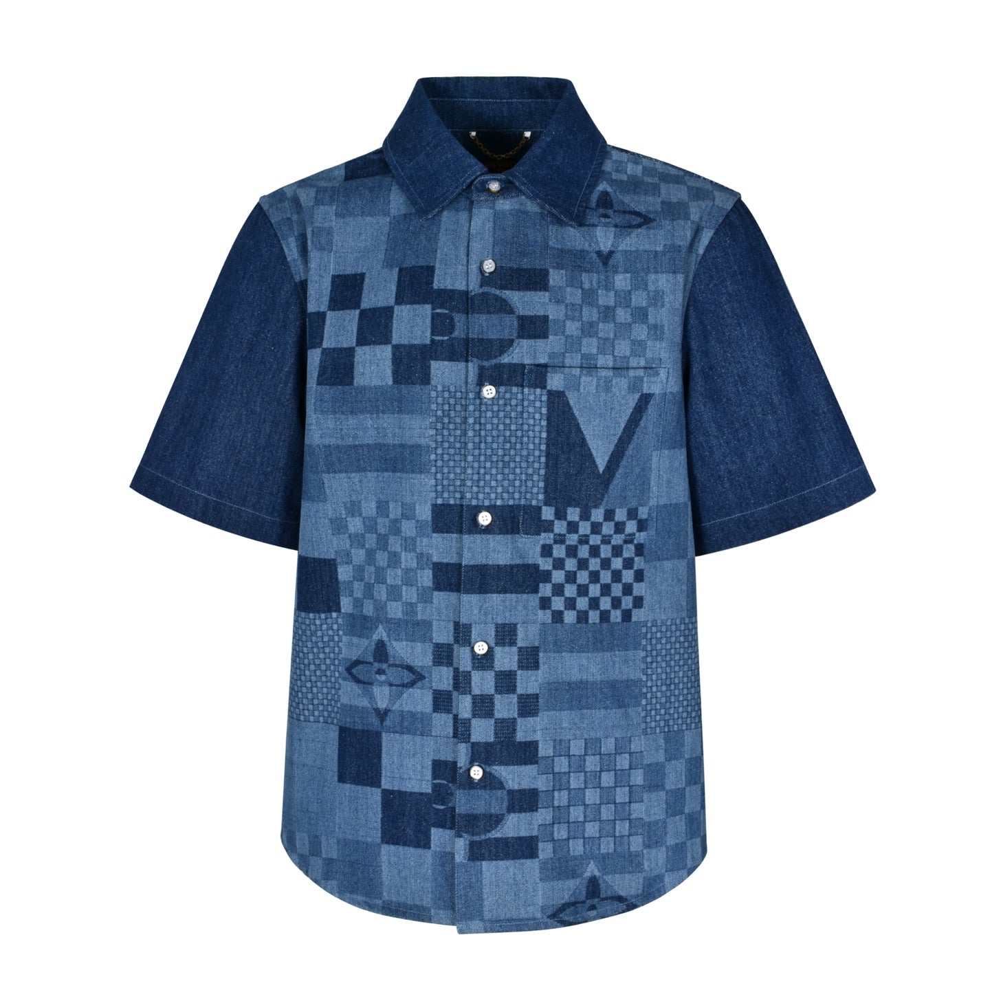 1V monogram multi flags denim shirt