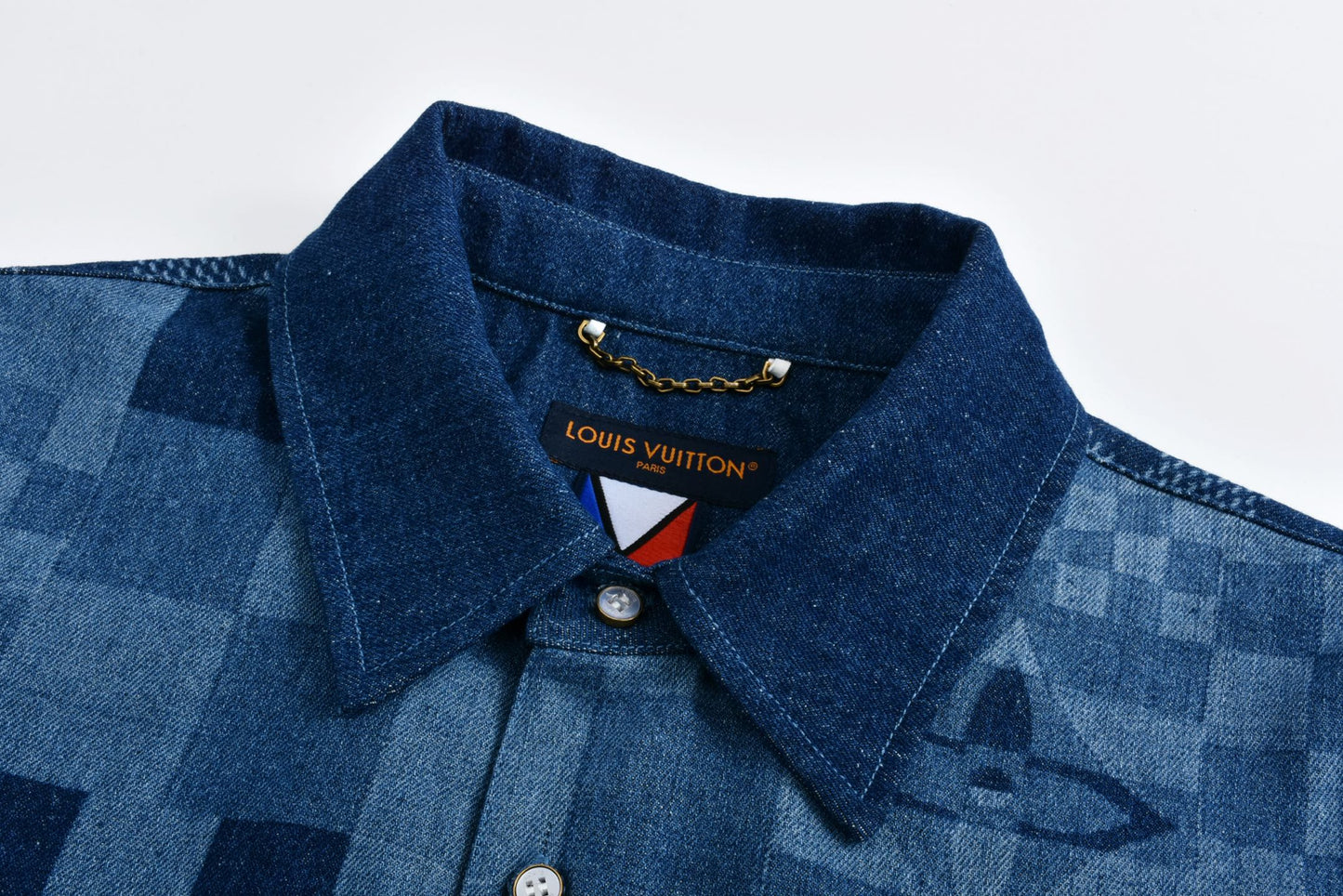 1V monogram multi flags denim shirt