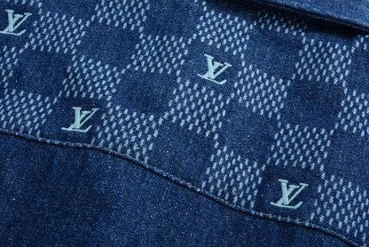 1V monogram multi flags denim shirt