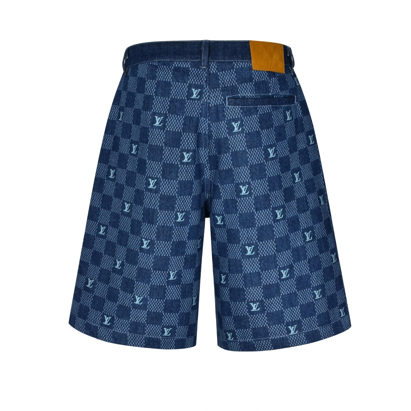 1V damier denim short